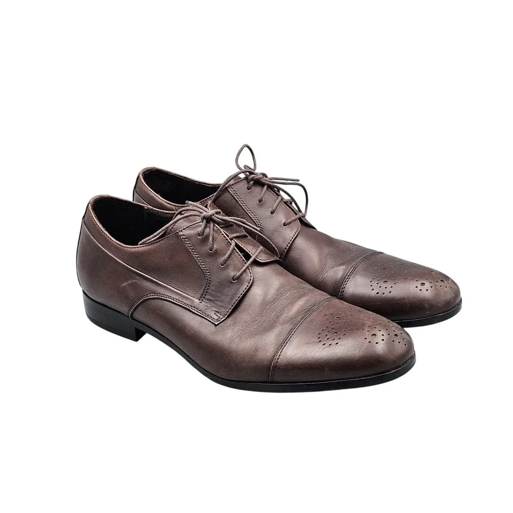 Saks 5th Avenue Blacks Men's Size 13 US Brown Soft Leather‎ Cap Toe Oxfords